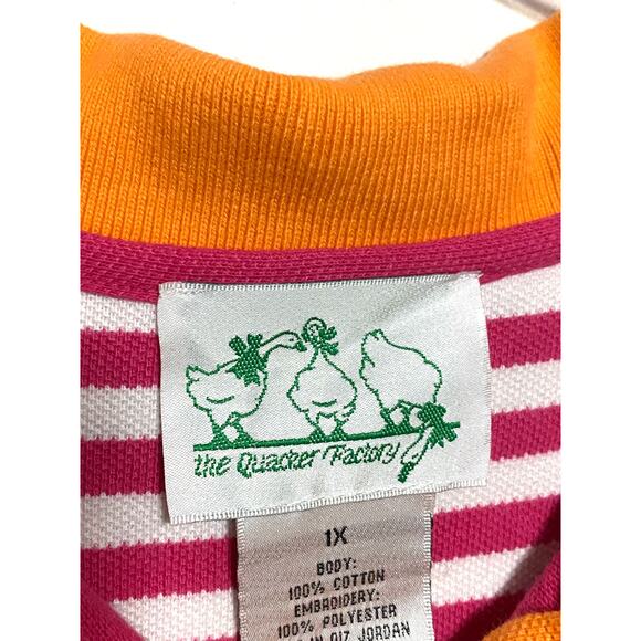 Quacker Factory Starfish Polo Shirt Women Plus 1X Vacation Beachy Cruise Island - Picture 5 of 7